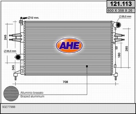 AHE 121.113 - Радиатор, охлаждение двигателя autospares.lv