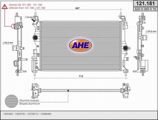 AHE 121.181 - Радиатор, охлаждение двигателя autospares.lv