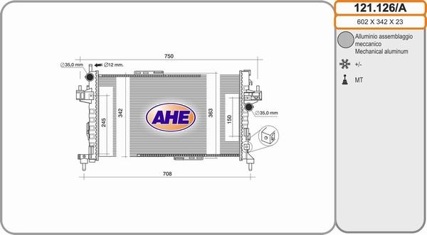 AHE 121.126/A - Радиатор, охлаждение двигателя autospares.lv