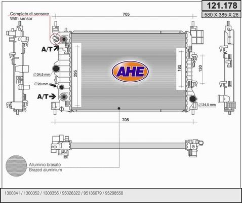 AHE 121.178 - Радиатор, охлаждение двигателя autospares.lv