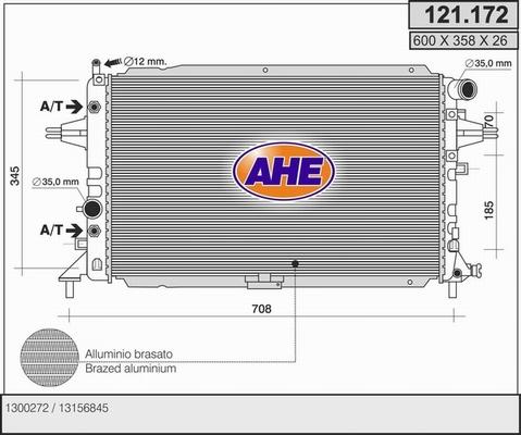 AHE 121.172 - Радиатор, охлаждение двигателя autospares.lv