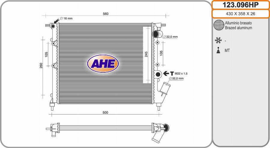 AHE 123.096HP - Радиатор, охлаждение двигателя autospares.lv