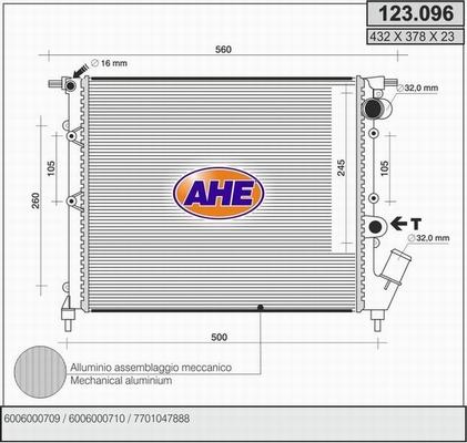 AHE 123.096 - Радиатор, охлаждение двигателя autospares.lv