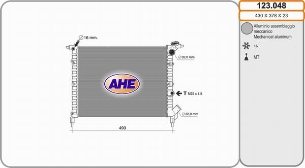 AHE 123.048 - Радиатор, охлаждение двигателя autospares.lv