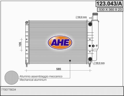 AHE 123.043/A - Радиатор, охлаждение двигателя autospares.lv