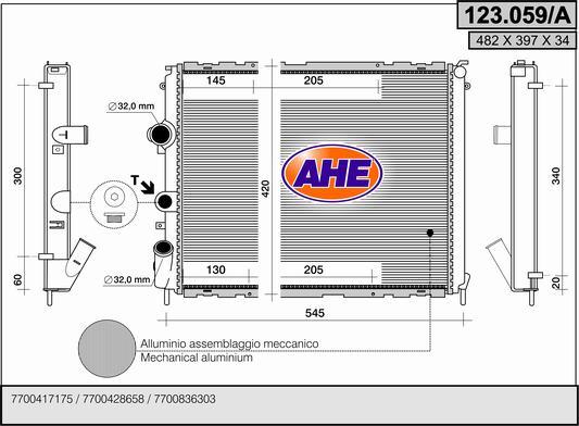 AHE 123.059/A - Радиатор, охлаждение двигателя autospares.lv