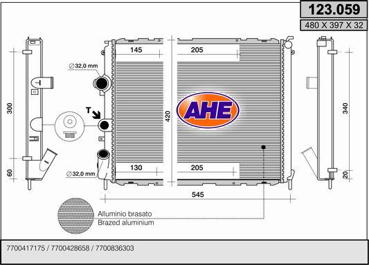 AHE 123.059 - Радиатор, охлаждение двигателя autospares.lv