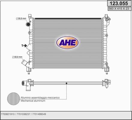 AHE 123.055 - Радиатор, охлаждение двигателя autospares.lv