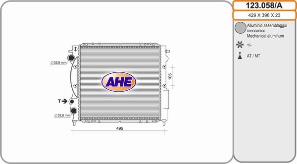 AHE 123.058/A - Радиатор, охлаждение двигателя autospares.lv