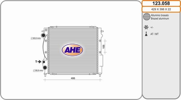 AHE 123.058 - Радиатор, охлаждение двигателя autospares.lv