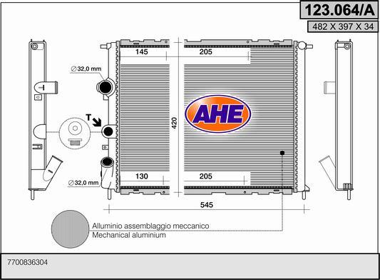 AHE 123.064/A - Радиатор, охлаждение двигателя autospares.lv