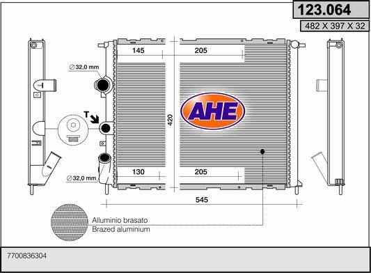 AHE 123.064 - Радиатор, охлаждение двигателя autospares.lv