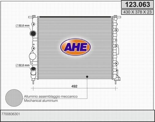 AHE 123.063 - Радиатор, охлаждение двигателя autospares.lv