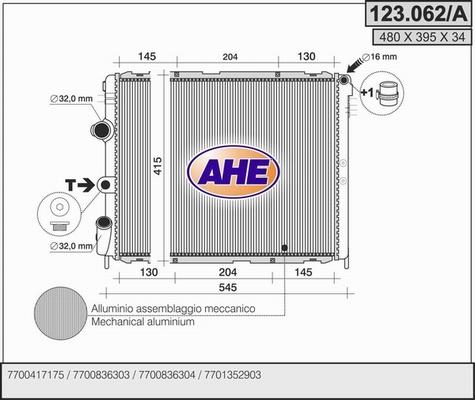 AHE 123.062/A - Радиатор, охлаждение двигателя autospares.lv