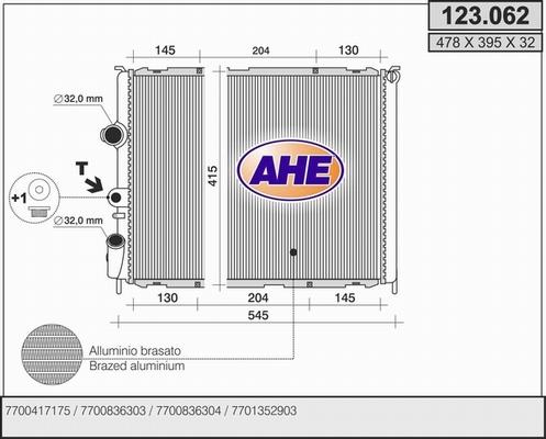 AHE 123.062 - Радиатор, охлаждение двигателя autospares.lv