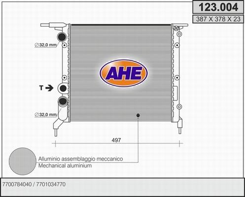 AHE 123.004 - Радиатор, охлаждение двигателя autospares.lv