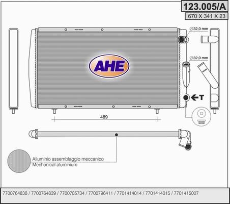 AHE 123.005/A - Радиатор, охлаждение двигателя autospares.lv