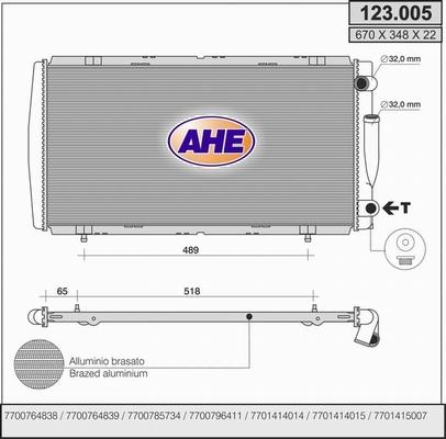 AHE 123.005 - Радиатор, охлаждение двигателя autospares.lv