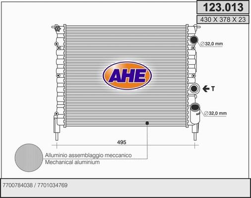 AHE 123.013 - Радиатор, охлаждение двигателя autospares.lv