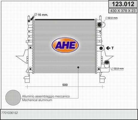 AHE 123.012 - Радиатор, охлаждение двигателя autospares.lv