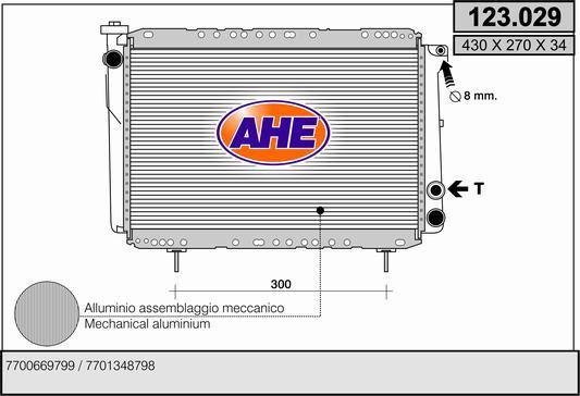 AHE 123.029 - Радиатор, охлаждение двигателя autospares.lv