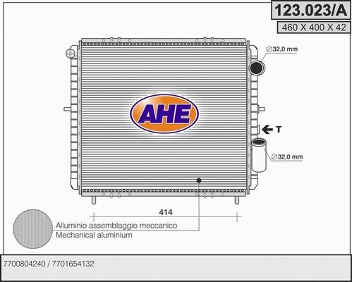 AHE 123.023/A - Радиатор, охлаждение двигателя autospares.lv