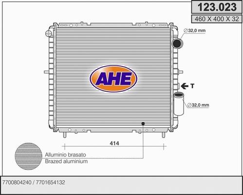 AHE 123.023 - Радиатор, охлаждение двигателя autospares.lv