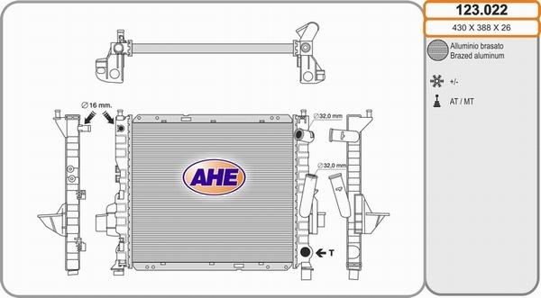 AHE 123.022 - Радиатор, охлаждение двигателя autospares.lv