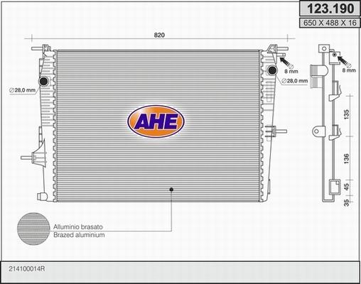 AHE 123.190 - Радиатор, охлаждение двигателя autospares.lv