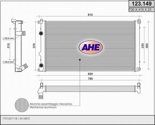 AHE 123.149 - Радиатор, охлаждение двигателя autospares.lv