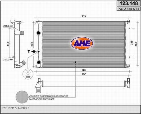 AHE 123.148 - Радиатор, охлаждение двигателя autospares.lv