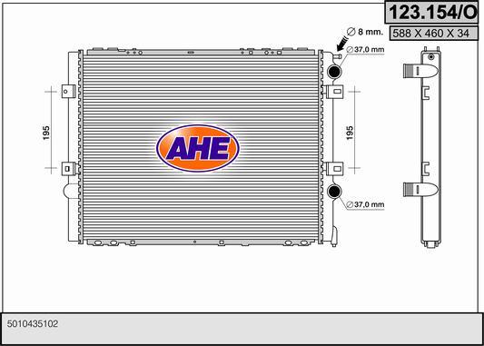 AHE 123.154/O - Радиатор, охлаждение двигателя autospares.lv