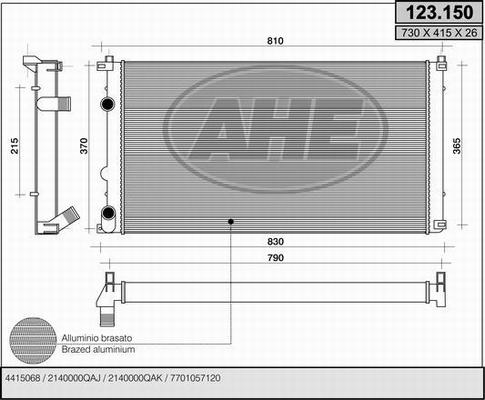 AHE 123.150 - Радиатор, охлаждение двигателя autospares.lv