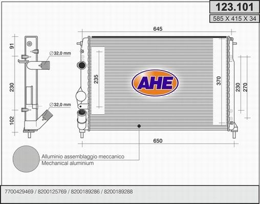 AHE 123.101 - Радиатор, охлаждение двигателя autospares.lv