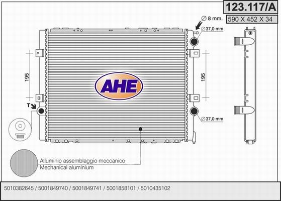 AHE 123.117/A - Радиатор, охлаждение двигателя autospares.lv