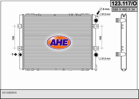 AHE 123.117/O - Радиатор, охлаждение двигателя autospares.lv