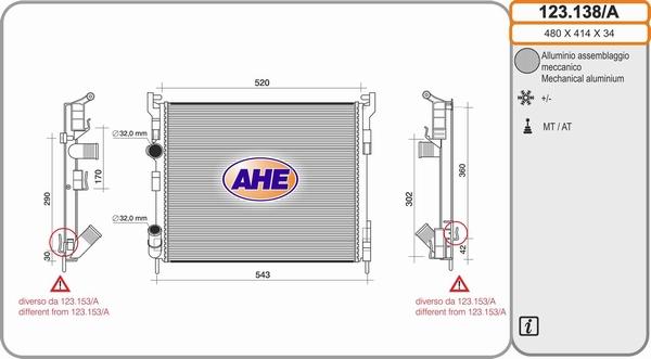 AHE 123.138/A - Радиатор, охлаждение двигателя autospares.lv