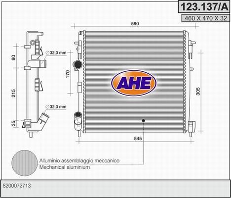 AHE 123.137/A - Радиатор, охлаждение двигателя autospares.lv