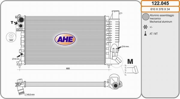 AHE 122.045 - Радиатор, охлаждение двигателя autospares.lv