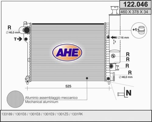 AHE 122.046 - Радиатор, охлаждение двигателя autospares.lv