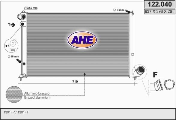 AHE 122.040 - Радиатор, охлаждение двигателя autospares.lv