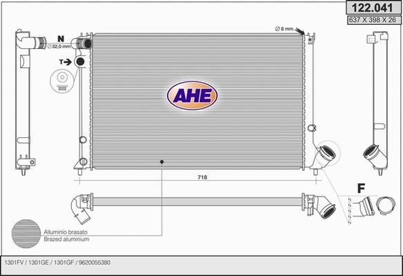 AHE 122.041 - Радиатор, охлаждение двигателя autospares.lv