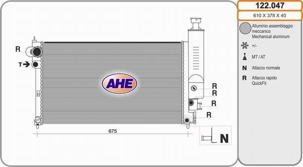 AHE 122.047 - Радиатор, охлаждение двигателя autospares.lv