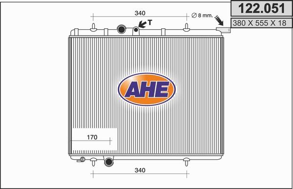 AHE 122.051 - Радиатор, охлаждение двигателя autospares.lv