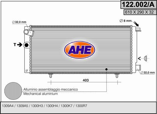 AHE 122.002/A - Радиатор, охлаждение двигателя autospares.lv