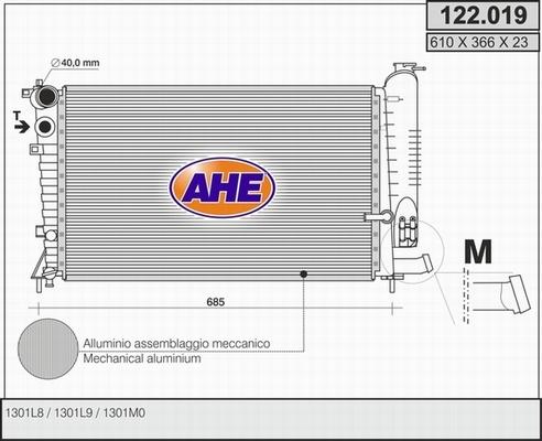 AHE 122.019 - Радиатор, охлаждение двигателя autospares.lv