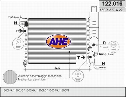 AHE 122.016 - Радиатор, охлаждение двигателя autospares.lv