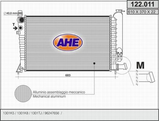 AHE 122.011 - Радиатор, охлаждение двигателя autospares.lv