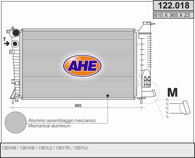 AHE 122.018 - Радиатор, охлаждение двигателя autospares.lv