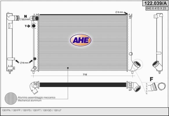 AHE 122.039/A - Радиатор, охлаждение двигателя autospares.lv